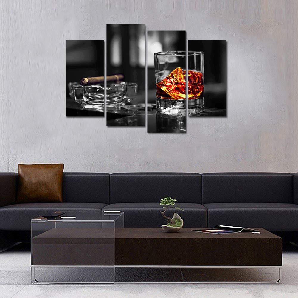 Amazon.com: HOMEOART Canvas Prints Whisky and Cigar Picture Home